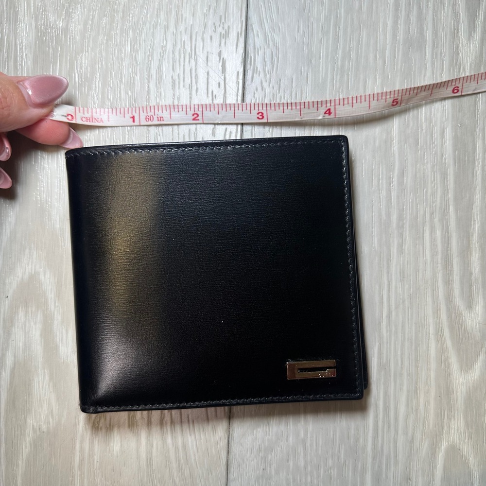 New in box Gucci mens authentic black leather bifold wallet luxury designer slim - Picture 8 of 9
